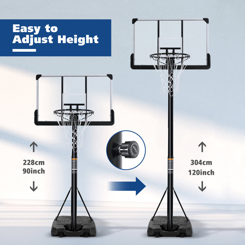 MaxKare Adjustable Height Steel Portable FullSize Basketball Hoop
